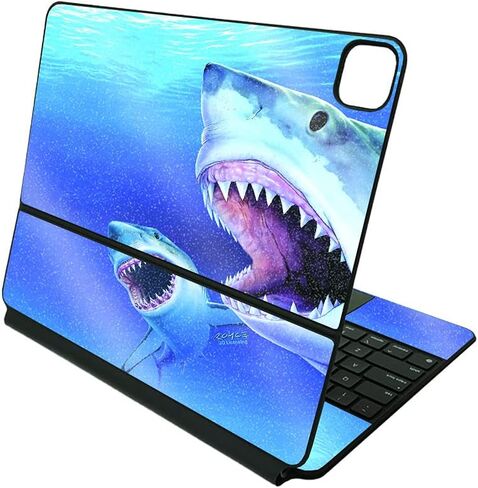 MightySkins Glossy Glitter Skin Compatible with Apple Magic Keyboard for iPad Pro 12.9" (3rd-6th Generation) - Ocean Friends | Protective, Durable High-Gloss Glitter Finish | Made in The USA in Saudi Arabia