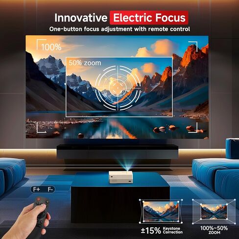 [Electric Focus] JOWLURK Mini Projector with Wifi and Bluetooth,1080P HD Portable Projector,15000L Movie Projector for Home Bedroom, Compatible with Android/iOS/Windows/TV Stick/HDMI/USB (Champagne) in Kuwait