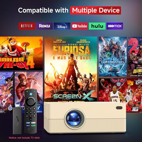 [Electric Focus] JOWLURK Mini Projector with Wifi and Bluetooth,1080P HD Portable Projector,15000L Movie Projector for Home Bedroom, Compatible with Android/iOS/Windows/TV Stick/HDMI/USB (Champagne) in Kuwait