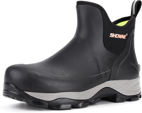 Showave Men's Rain Boots, Rubber Hunting Booties, Waterproof Insulated Mud Boots, Durable Outdoor Garden Boots for Fishing Yard Working in Kuwait
