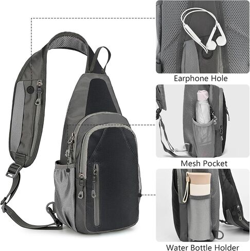 MIYCOO Sling Bag Crossbody Sling Backpack Shoulder Bag for Men Women - Waterproof Chest Bag - Travel Hiking Daypack Grey in Saudi Arabia