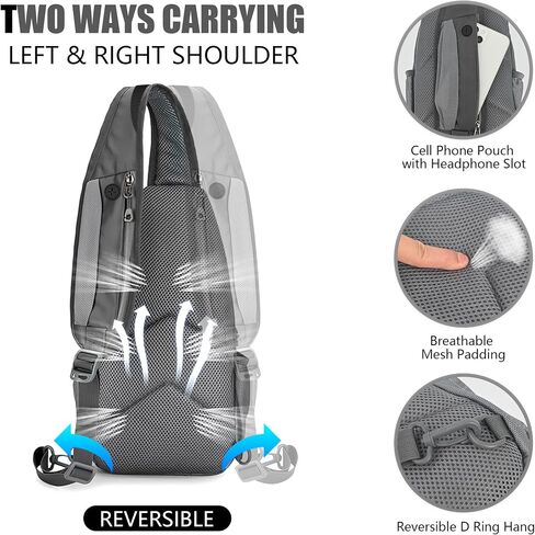 MIYCOO Sling Bag Crossbody Sling Backpack Shoulder Bag for Men Women - Waterproof Chest Bag - Travel Hiking Daypack Grey in Saudi Arabia