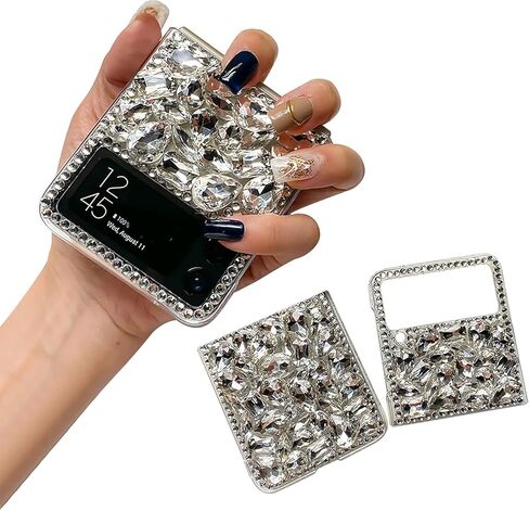 Diamond Case for Moto Razr+/Plus 2024,Cute Pink Sparkly Crystal 3D Handmade Full Body Rhinestone Gemstones Glitter Moto Razr+/Plus 2024 Phone Case for Women Girls in Kuwait