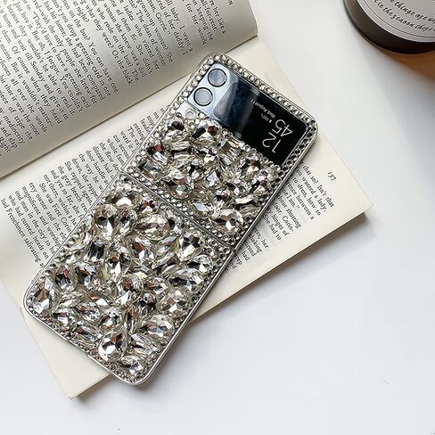 Diamond Case for Moto Razr+/Plus 2024,Cute Pink Sparkly Crystal 3D Handmade Full Body Rhinestone Gemstones Glitter Moto Razr+/Plus 2024 Phone Case for Women Girls in Kuwait