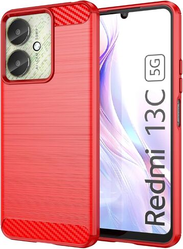 for Xiaomi Redmi13C Phone case, Shockproof, Scratch Resistant Carbon Fiber Jacket, Soft TPU, for xiao Mi Poco C65 case (Blue) in Kuwait