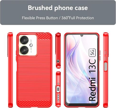 for Xiaomi Redmi13C Phone case, Shockproof, Scratch Resistant Carbon Fiber Jacket, Soft TPU, for xiao Mi Poco C65 case (Blue) in Kuwait