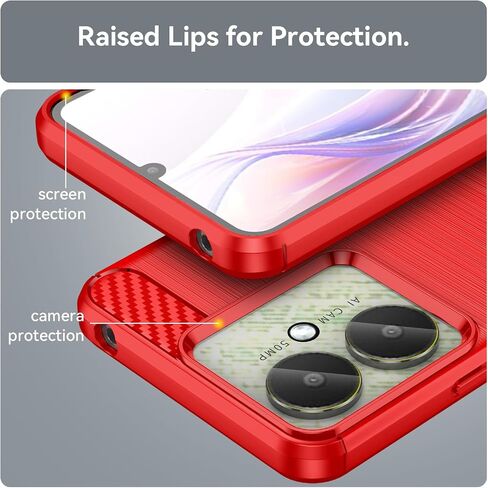 for Xiaomi Redmi13C Phone case, Shockproof, Scratch Resistant Carbon Fiber Jacket, Soft TPU, for xiao Mi Poco C65 case (Blue) in Kuwait