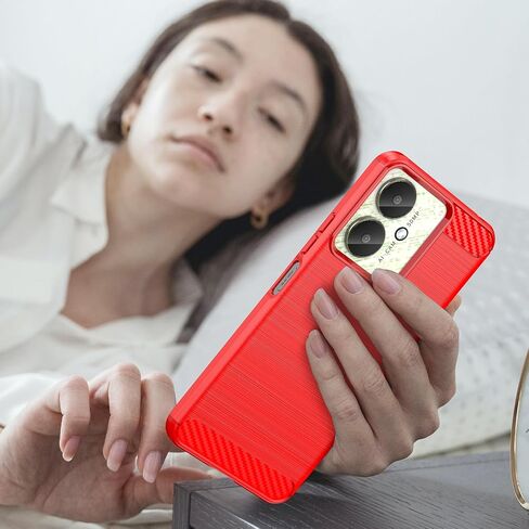 for Xiaomi Redmi13C Phone case, Shockproof, Scratch Resistant Carbon Fiber Jacket, Soft TPU, for xiao Mi Poco C65 case (Blue) in Kuwait