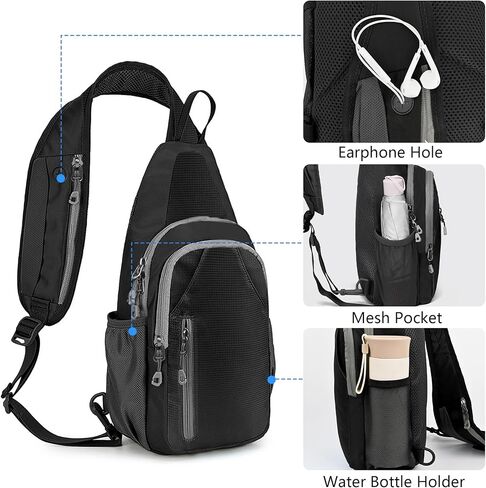 MIYCOO Sling Bag Crossbody Sling Backpack Shoulder Bag for Men Women - Waterproof Chest Bag - Travel Hiking Daypack Grey in Kuwait