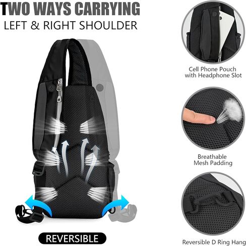 MIYCOO Sling Bag Crossbody Sling Backpack Shoulder Bag for Men Women - Waterproof Chest Bag - Travel Hiking Daypack Grey in Kuwait