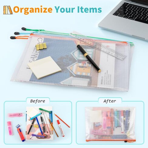 Umriox 48pcs Pencil Pouches, Mesh Bags with Zipper, A6 Size 16 Color Pencil Case Small Zipper Pouch, Zipper Bags, Waterproof Storage Bags for Pencil, School Office and Travel Organization Supplies in Saudi Arabia