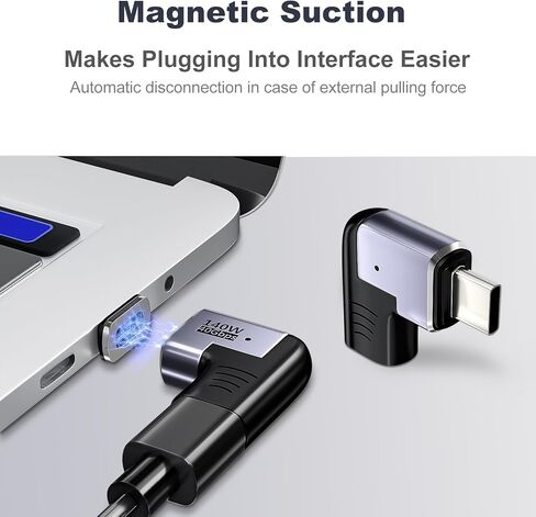 PChero 140W USB C محول مغناطيسي 2 حزمة، 24 دبابيس 90 درجة محول الزاوية اليمنى مع PD شحن سريع USB4 40 جيجابت في الثانية 8K 60 هرتز متوافق مع Thunderbolt 3 4 Air ROG Ally Steam Deck PS5 PSVR2 in Kuwait