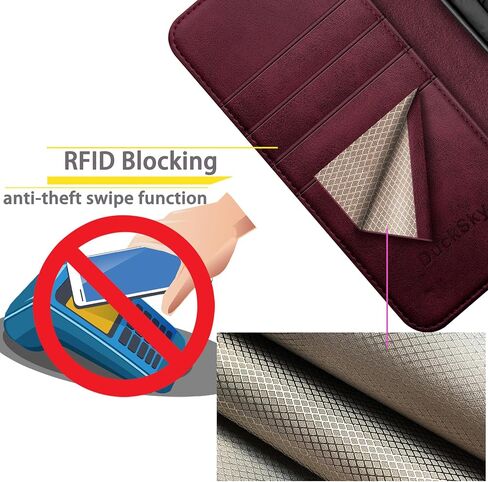 Compatible with iPhone 16 Pro 6.3" Genuine Leather Wallet case【RFID Blocking】【4 Credit Card Holder】【Real Leather】 Flip Folio Book Phone case Cover Women Men for Apple 16 Pro case Wine Red in Saudi Arabia
