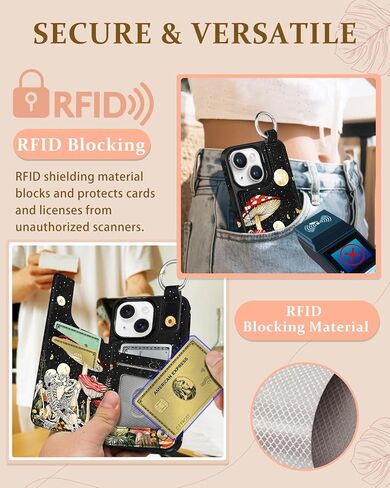for iPhone 15 Pro Max Wallet Case with Card Holder, Designer Mushroom Frog Pattern Kickstand Magnetic Clasp Back Flip Folio Leather Phone Cases for iPhone 15 Promax for Women Men Girls in Kuwait
