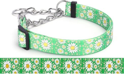 Martingale Dog Collar, Trainer Approved Limited Slip Collar with Daisy Floral Design Stainless Steel Chain Modified Cinch Collar for Gentle & Effective Pet Training (Purple, Large) in Saudi Arabia