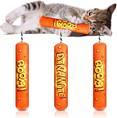 Aoriher 3 Pieces Dynamite Cat Toys Cats Dynamite Catnip Toys Indoor Interactive Cat Chew Catnip Filled Dynomite Toys Cat Chase Kicker Toys for Pet Cat in Saudi Arabia