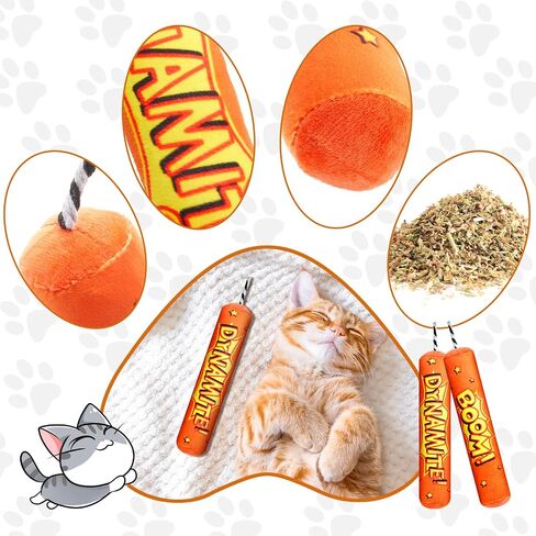 Aoriher 3 Pieces Dynamite Cat Toys Cats Dynamite Catnip Toys Indoor Interactive Cat Chew Catnip Filled Dynomite Toys Cat Chase Kicker Toys for Pet Cat in Saudi Arabia