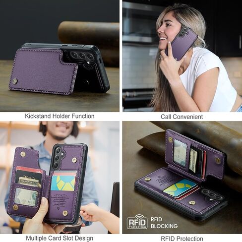 Kowauri for Samsung Galaxy S24 FE Case, PU Leather Wallet Case for Women Men with RFID Blocking Card Holder Slot Magnetic Closure Shockproof Protective Phone Cover for Samsung Galaxy S24 FE (Purple) in Saudi Arabia
