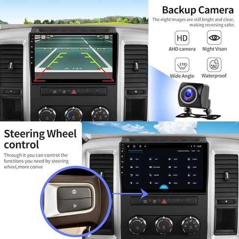 راديو السيارة لدودج رام 1500 2500 3500 2009 2010 2011 2012 استبدال راديو ستيريو ترقية Carplay اللاسلكي Android Auto HD شاشة تعمل باللمس AHD كاميرا احتياطية WiFi SWC DSP in Kuwait