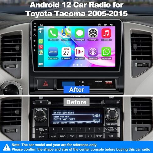 ستيريو سيارة لـ Tacoma 2005-2015، 4GB+64GB Android 12 راديو السيارة، شاشة لمس IPS 9 بوصة تدعم Carplay&Android Auto، بلوتوث والتحكم الصوتي، ملاحة GPS، كاميرا خلفية، راديو FM in Kuwait