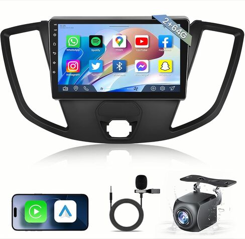 ستيريو راديو السيارة 8 Core 4G+64G لسيارة Ford Transit 2013-2019: Android 13 5G-WIFI 9 بوصة 1280*800 IPS وحدة رأس شاشة تعمل باللمس - Carplay Android Auto GPS Bluetooth AM FM Mirror Link Backup Camera SWC in Kuwait
