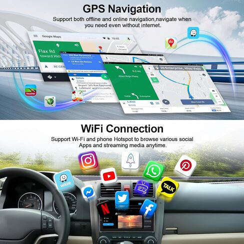 ستيريو سيارة 8-Core 4G+64G Android 13 لسيارة Honda CRV 2007-2011 مع Carplay اللاسلكي Android Auto 9 بوصة IPS شاشة لمس بلوتوث راديو السيارة مع DSP WiFi GPS Navigation Bluetooth 5.0 AHD كاميرا احتياطية in Saudi Arabia