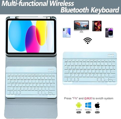 حافظة لوحة مفاتيح لجهاز iPad الجيل العاشر 2022 مقاس 10.9 بوصة - حافظة iPad الجيل العاشر مع لوحة مفاتيح - لوحة مفاتيح بلوتوث لاسلكية قابلة للفصل - غطاء فوليو ذكي مع حامل أقلام، أرجواني in Kuwait