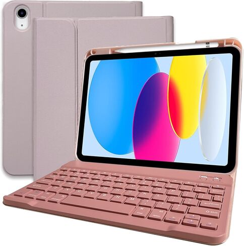 Keyboard Case for iPad 10th Generation 2022 10.9-inch - iPad 10th Generation Case with Keyboard - Detachable Wireless Bluetooth Keyboard - Smart Folio Cover with Pencil Holder, Purple in Saudi Arabia