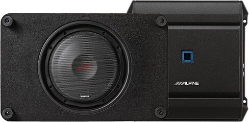 مجموعة Alpine R Series 10 بوصات - حاوية مضخم صوت واحدة من سلسلة R RS-SB10 ذات تحميل سطحي مع مضخم صوت Alpine S Series S-A60M in Saudi Arabia
