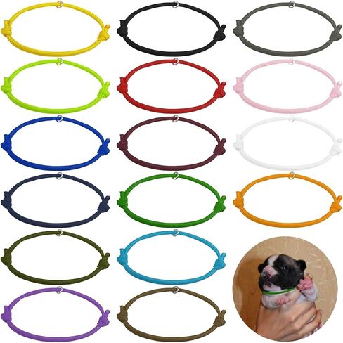 16PCS Puppy Collars Whelping Collars for Puppies, Adjustable Puppy ID Newborn Puppy Collars, Puppy Litter Collars for Small Puppies/Tiny Kitten/Baby Kitten/Newborn Puppy Collars for Small Dogs/Cats in Saudi Arabia