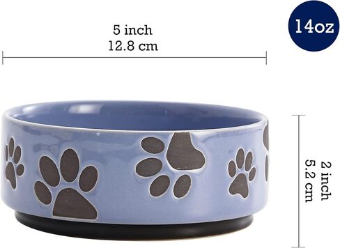 Bico Cute Dog Face Pink Ceramic 26oz Pet Bowl, for Medium Size Dog, Puppy, Durable and Dishwasher Safe Stoneware in Kuwait