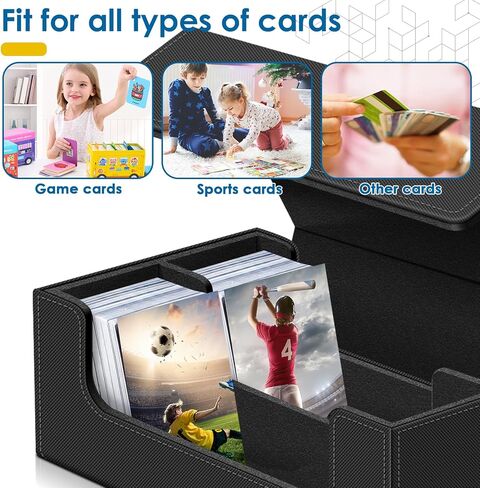 Homthy 1800+ Card Deck Case for Trading Cards, Leather Magnetic Closure Commander Card Storage Box Magic Card Protectors Fit for MTG TCG and Sport Cards in Kuwait