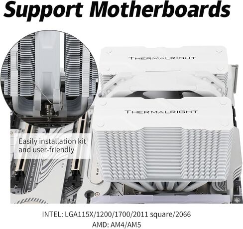 Peerless Assassin 120 Mini White CPU Cooler, 6 Heat Pipes Cooling, PC Dual Towers Cooling, 135mm High Computer CPU Cooling for AMD:AM4 AM5/Intel LGA 1700/1851/1150/1151/1200/2011 in Saudi Arabia