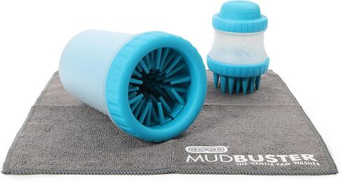 Dexas MudBuster Portable Pet Cleaning Kit with Dog Paw Washer, Pet Bathing Brush, Microfiber Towel, Large, Pink in Saudi Arabia
