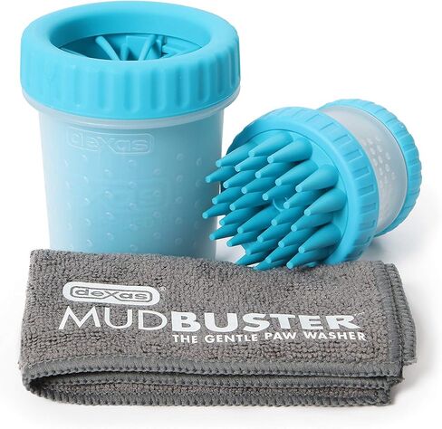 Dexas MudBuster Portable Pet Cleaning Kit with Dog Paw Washer, Pet Bathing Brush, Microfiber Towel, Large, Pink in Saudi Arabia