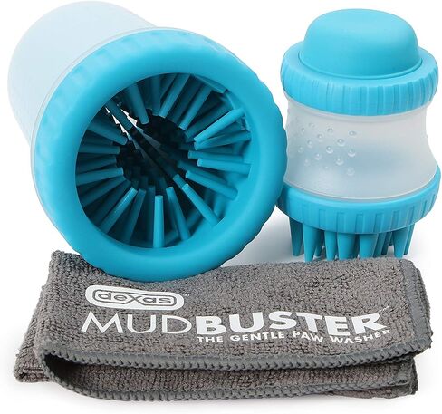 Dexas MudBuster Portable Pet Cleaning Kit with Dog Paw Washer, Pet Bathing Brush, Microfiber Towel, Large, Pink in Saudi Arabia