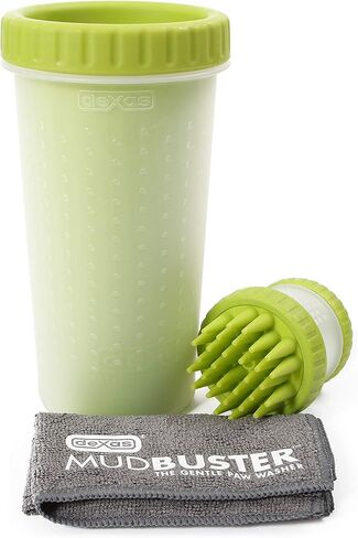 Dexas MudBuster Portable Pet Cleaning Kit with Dog Paw Washer, Pet Bathing Brush, Microfiber Towel, Large, Pink in Saudi Arabia