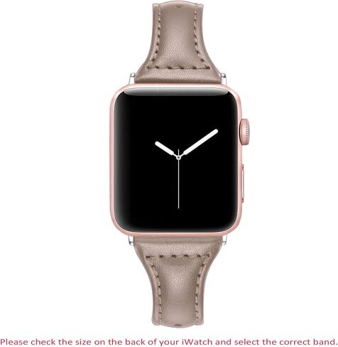 Secbolt Leather Bands Compatible Apple Watch Band 38mm 40mm 41mm 42mm 44mm 45mm Slim Replacement Wristband Sport Strap for Iwatch SE Series 9 8 7 6 5 4 3 2 1 Stainless Steel Buckle in Kuwait