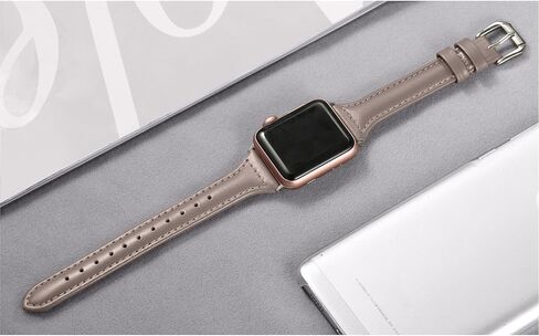 Secbolt Leather Bands Compatible Apple Watch Band 38mm 40mm 41mm 42mm 44mm 45mm Slim Replacement Wristband Sport Strap for Iwatch SE Series 9 8 7 6 5 4 3 2 1 Stainless Steel Buckle in Kuwait