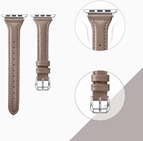 Secbolt Leather Bands Compatible Apple Watch Band 38mm 40mm 41mm 42mm 44mm 45mm Slim Replacement Wristband Sport Strap for Iwatch SE Series 9 8 7 6 5 4 3 2 1 Stainless Steel Buckle in Kuwait