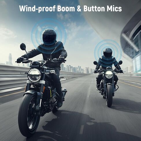 LEXIN Pulse Motorcycle Helmet Speakers with Boom&Button Mics, 40mm Crystal Clear Loud Speakers with Deep Bass, DSP&CVC Noise Cancellation, Type-C Connector, for B4FM/GTX/G2P/G16/G1/MeshCom/Novus in Saudi Arabia