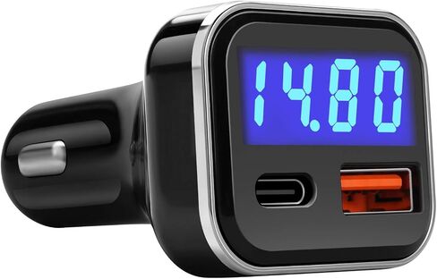 محول شاحن سيارة USB C مع مقياس فولت، محول ولاعة سجائر 30 وات مع الفولتميتر، شاحن سيارة من النوع C شحن سريع 12 فولت، PD & QC 3.0 متوافق مع iPhone 15 Pro Max، Samsung Galaxy S24 in Kuwait