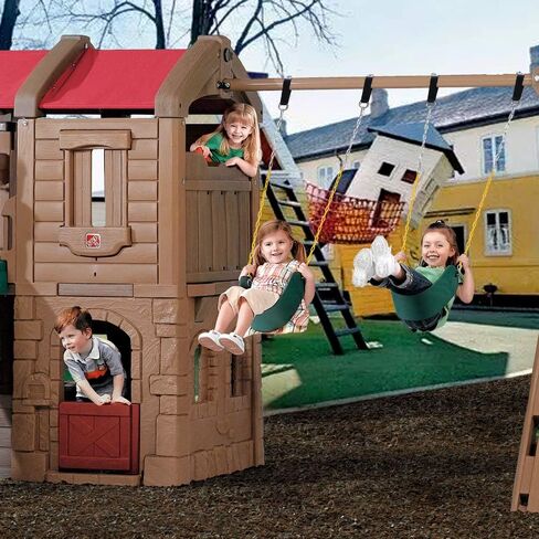 Climbing Rope Tree Swing with Platforms and Disc Swing Seat Set Outdoor Playground Accessories for Kids Including Hanging Strap & Carabiner in Saudi Arabia