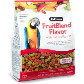 ZuPreem FruitBlend Bird Pellets, Daily Bird Food for Amazon, Cockatoo, Macaw, Core Nutrition for Large Birds, Made in USA, Macaw Food, Macaw Bird Food, Macaw Pellets (L, 17.5 lb)