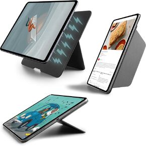 TineeOwl for iPad Pro 13 inch (M4) 2024, Adjustable Kickstand Cover - Infinite Viewing Angles, Portrait/Landscape Stand, Apple Pencil Charging, Wing Series, (Black)