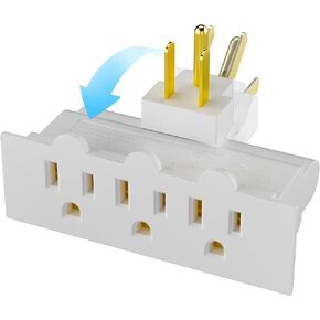 Elecan 3-Outlet Rotating Plug Wall Outlet Extender 2 Pack, 180 Degree Swivel Power Splitter, Multi Outlet Adatper Wall Tap, 3-Prong Grounded, Space Saving for Home, Travel, EL ETL, White