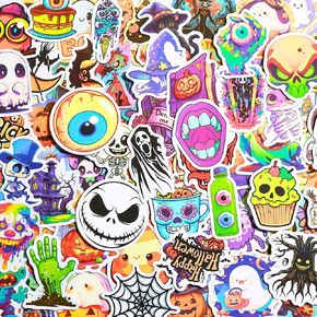 Halloween Stickers,100 Pcs Vinyl Halloween Stickers for Adults, Halloween Party Favors Decorations.