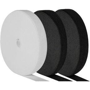 Magnoloran 2 Pack 20 Yard 2.5 Inch Wide Sewing Elastic Band Knit Elastic Spool Braided Elastic Heavy Stretch High Elasticity for Sewing Pants Waistband, Wigs, Skirts, Craft DIY Projects (Black&White)