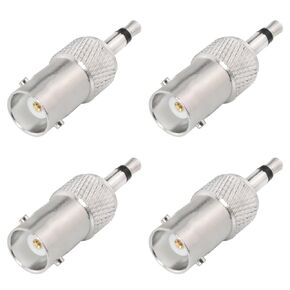 4PCS Camera Surveillance Adapter All Copper 3.5mm Mono Male to BNC Female Nickel-Plated Dual-Way Connector Suitable for CCTV DVR AV Equipment Closed Circuit Television System