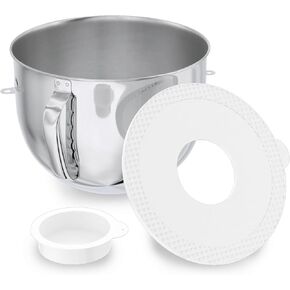 7QT Stainless Steel Mixer Bowl and Bowl Lid Covers for Kitchenaid Stand Mixers, Kitchen Aid Mixing Replacement Bowl for 7QT Lift Mixer with Handle, Dishwasher safe.